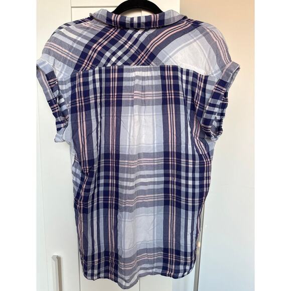 Rails Women's Short Sleeve Hunter Plaid Button-Up Shirt Blue/Purple, Size S, EUC - Picture 5 of 5